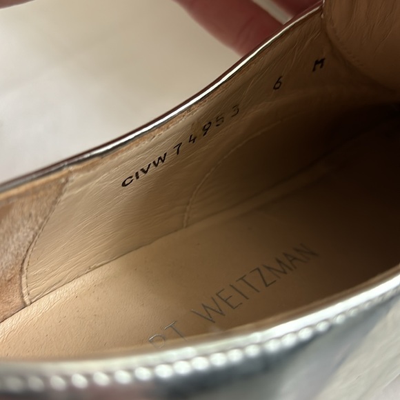Stuart Weitzman silver lace up oxford loafers with small lug sole - Picture 5 of 6